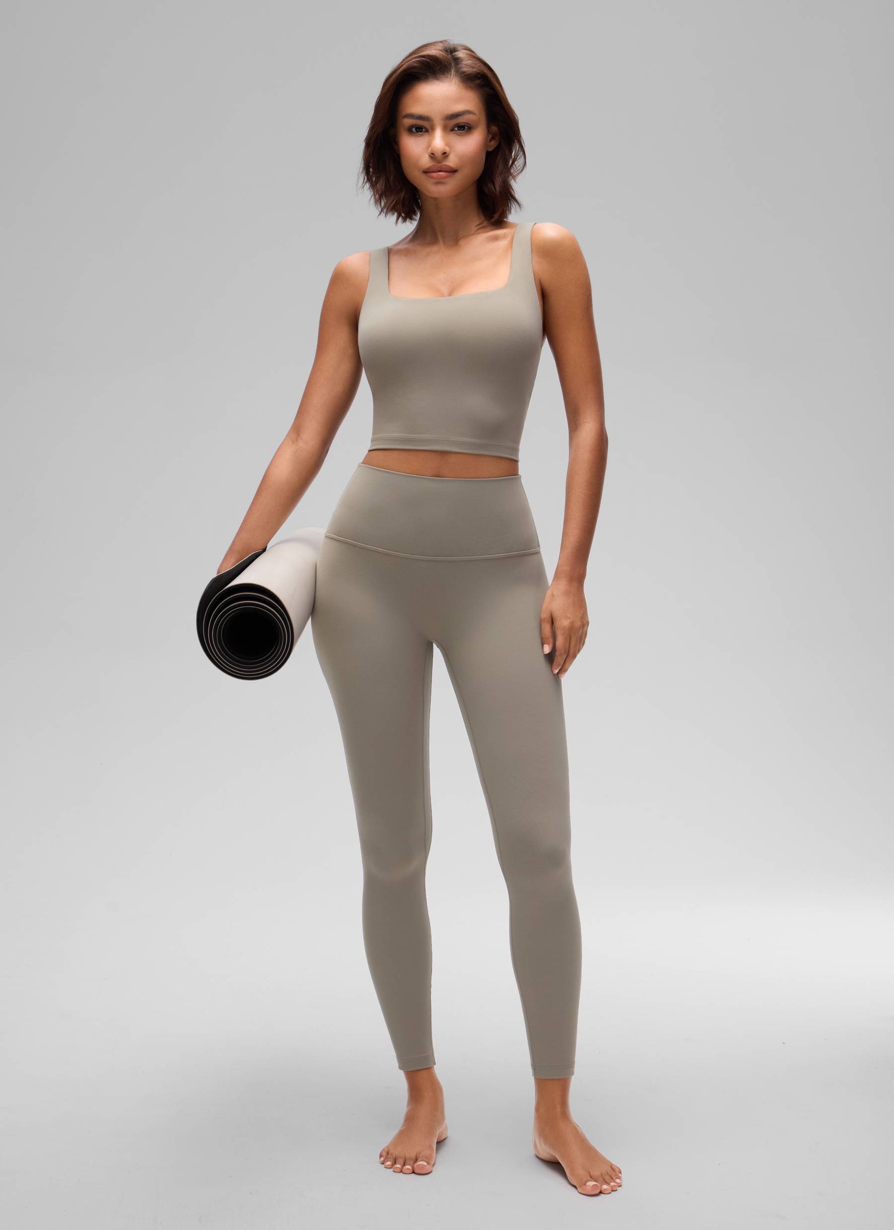 CRZ YOGA Damen Butterluxe Gepolstert Ohne Bügel Sport BH Warmes Aschgrau