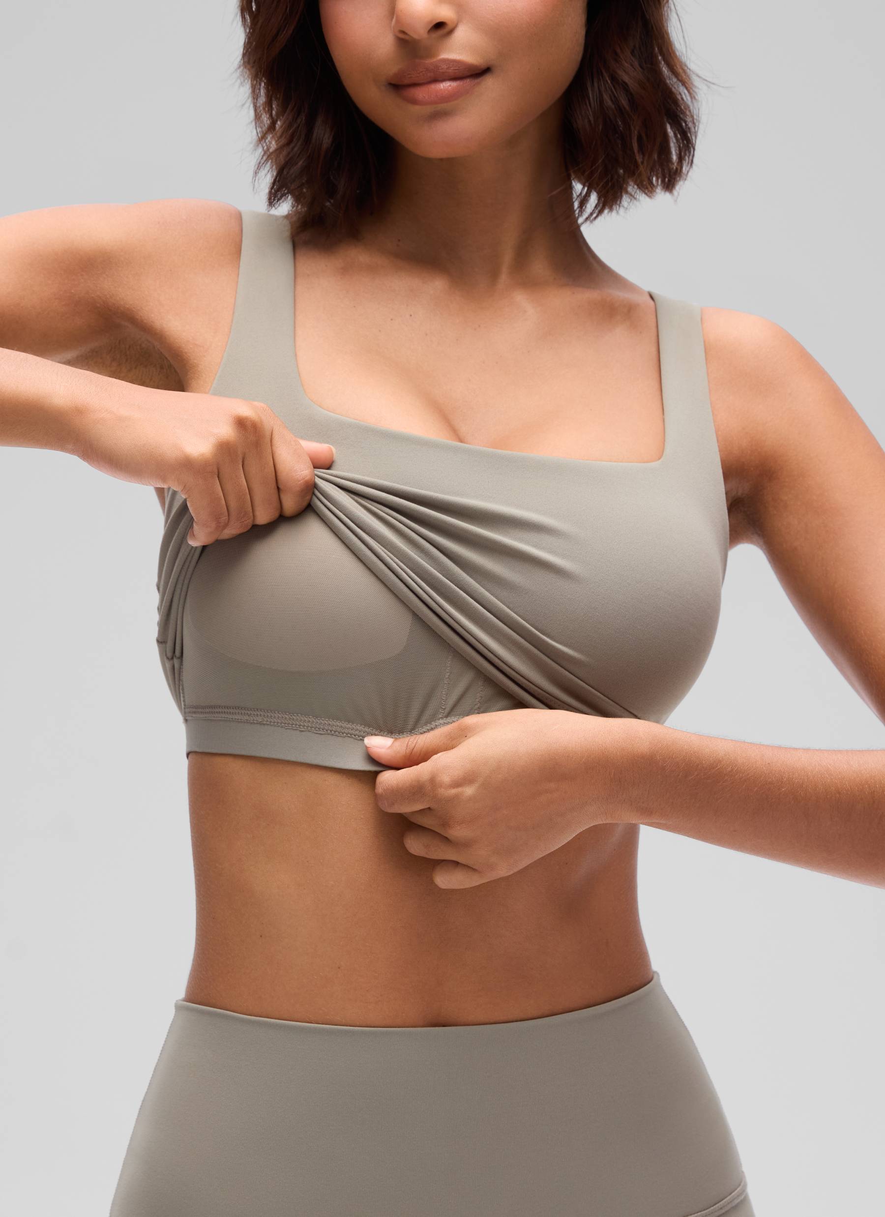 CRZ YOGA Damen Butterluxe Gepolstert Ohne Bügel Sport BH Warmes Aschgrau