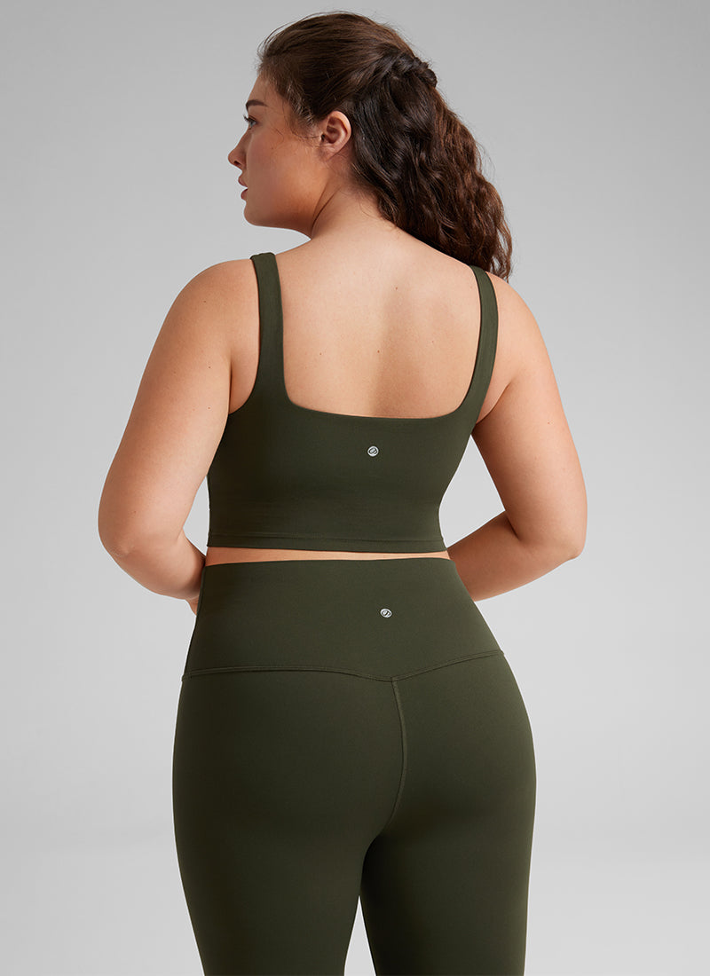 CRZ YOGA Damen Butterluxe Gepolstert Ohne Bügel Sport BH Olivgrün