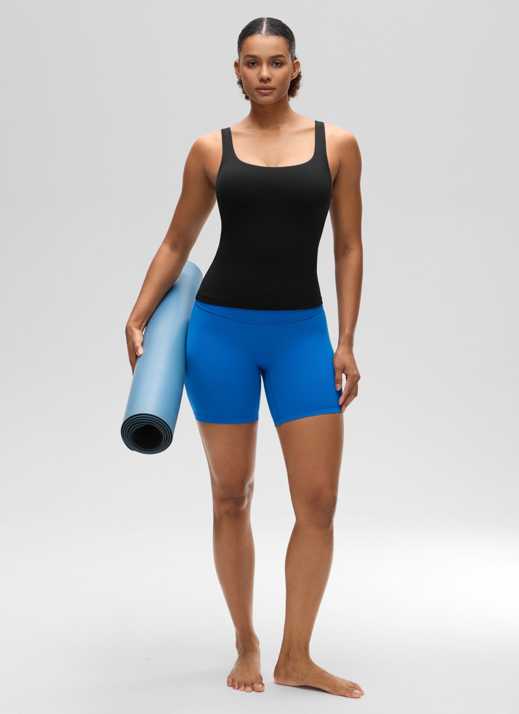 CRZ YOGA Damen Butterluxe Sport Tank Tops mit Integriertem BH Schwarz