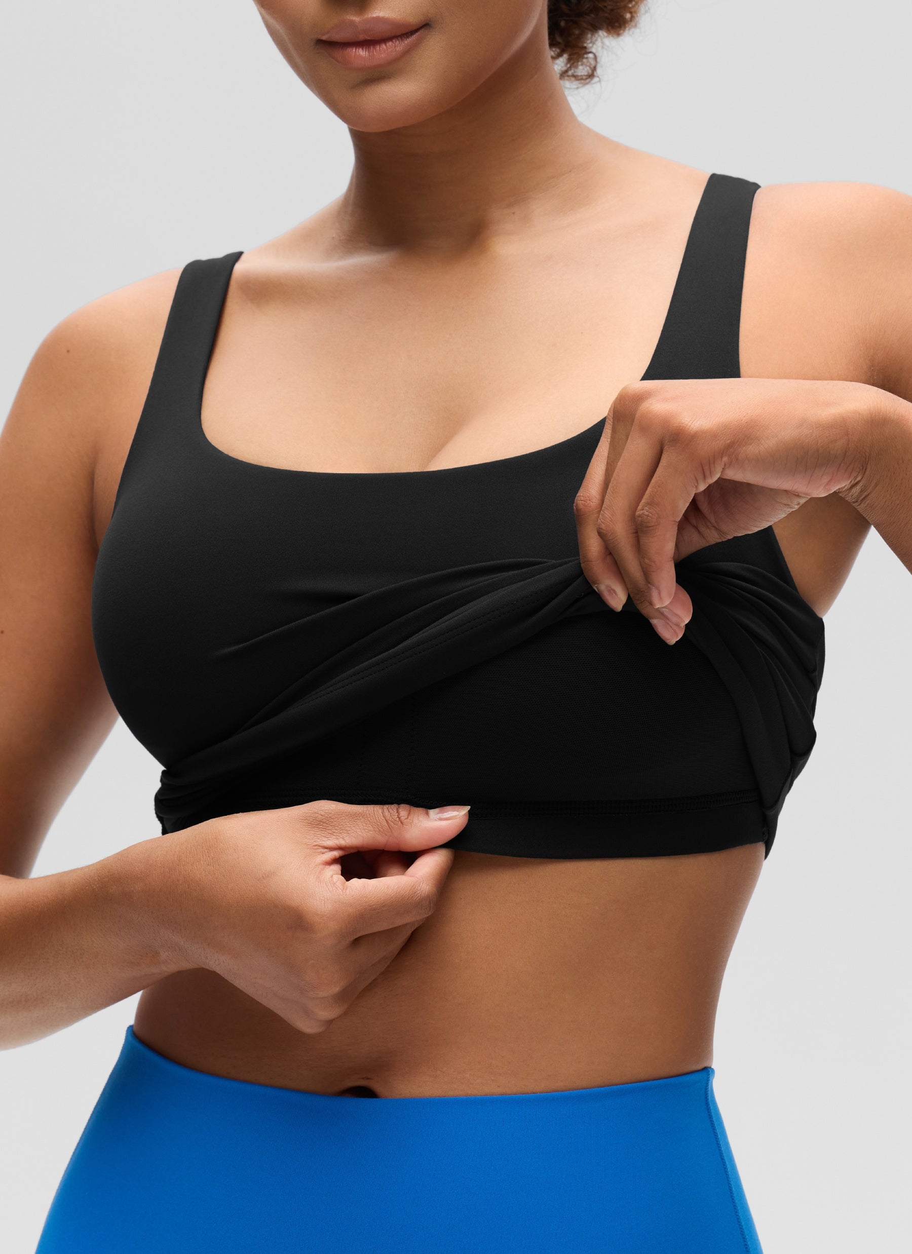 CRZ YOGA Damen Butterluxe Sport Tank Tops mit Integriertem BH Schwarz