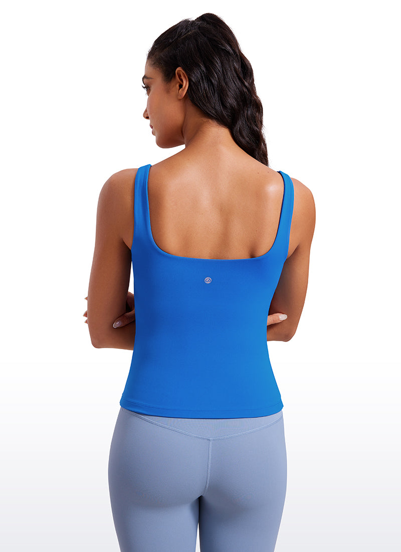 CRZ YOGA Damen Butterluxe Sport Tank Tops mit Integriertem BH Funkelndes Blau