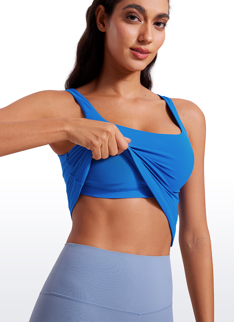 CRZ YOGA Damen Butterluxe Sport Tank Tops mit Integriertem BH Funkelndes Blau