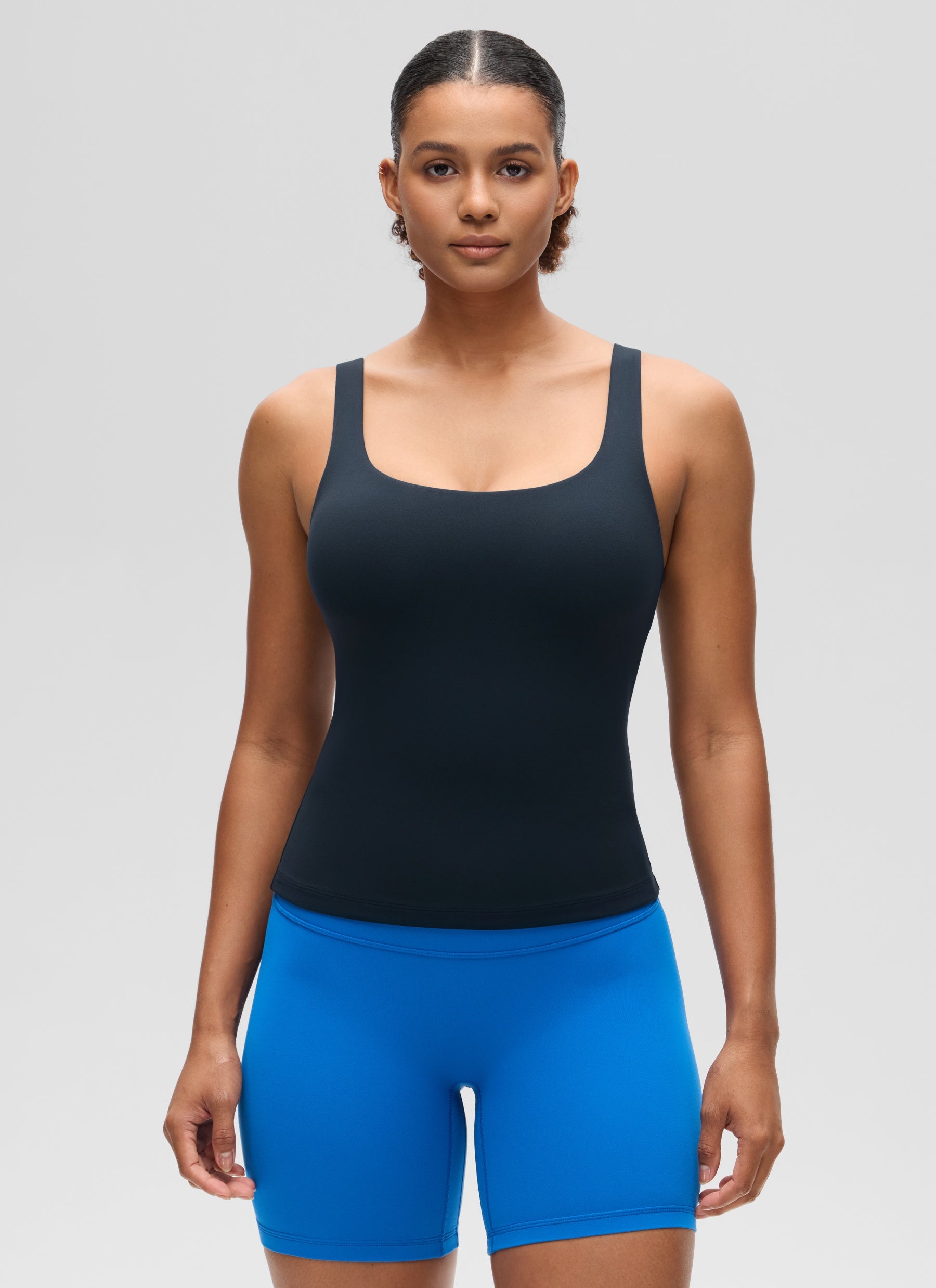 CRZ YOGA Damen Butterluxe Sport Tank Tops mit Integriertem BH Echte Marine