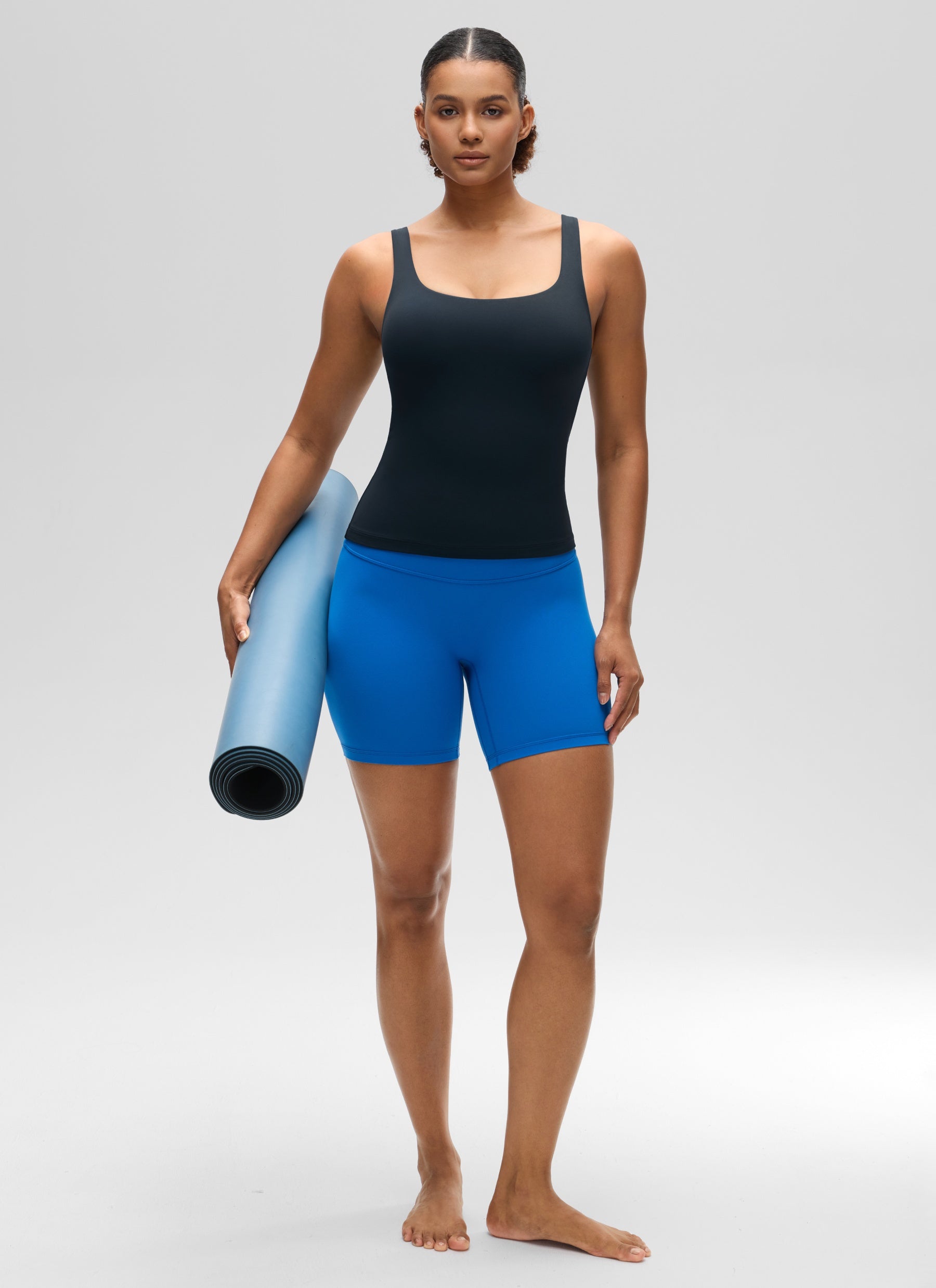 CRZ YOGA Damen Butterluxe Sport Tank Tops mit Integriertem BH Echte Marine