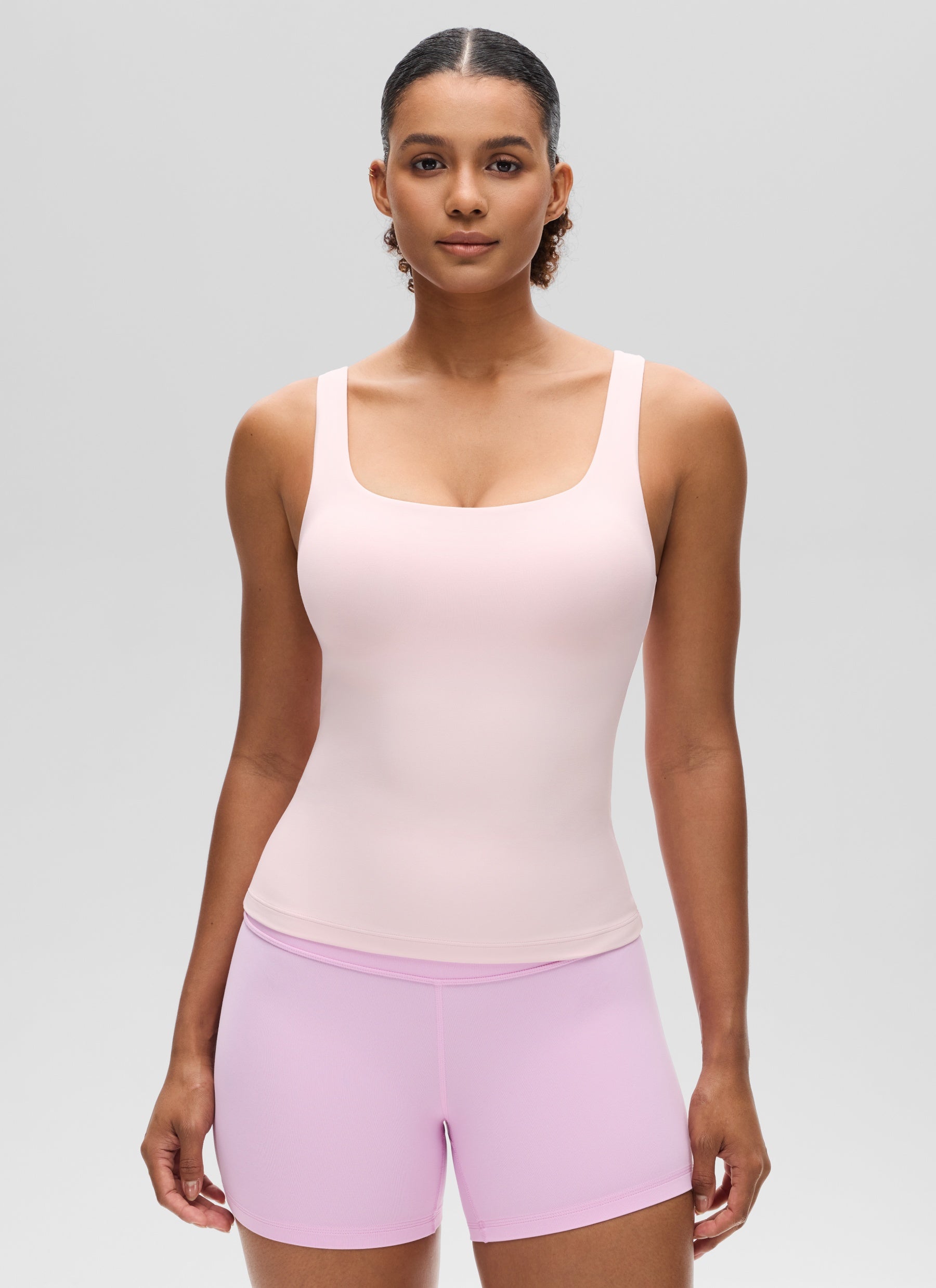 CRZ YOGA Damen Butterluxe Sport Tank Tops mit Integriertem BH Erdbeerrosa