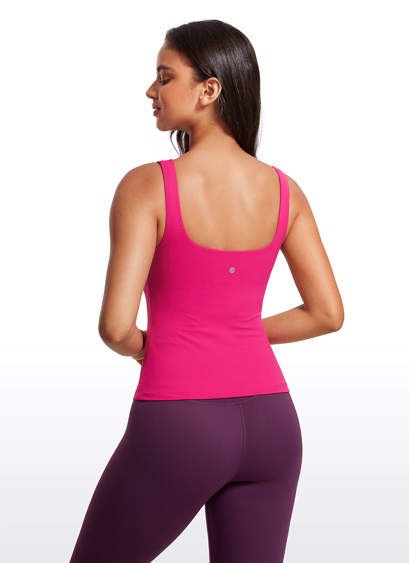 CRZ YOGA Damen Butterluxe Sport Tank Tops mit Integriertem BH Granita Pink