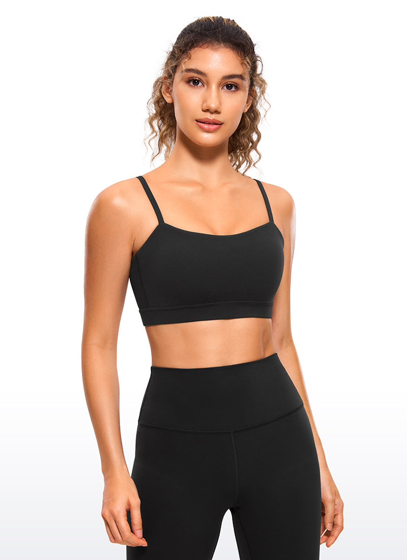 CRZ YOGA Damen Butterluxe verstellbar Spaghetti Träger Sport BH Schwarz