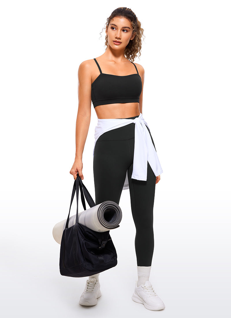 CRZ YOGA Damen Butterluxe verstellbar Spaghetti Träger Sport BH Schwarz