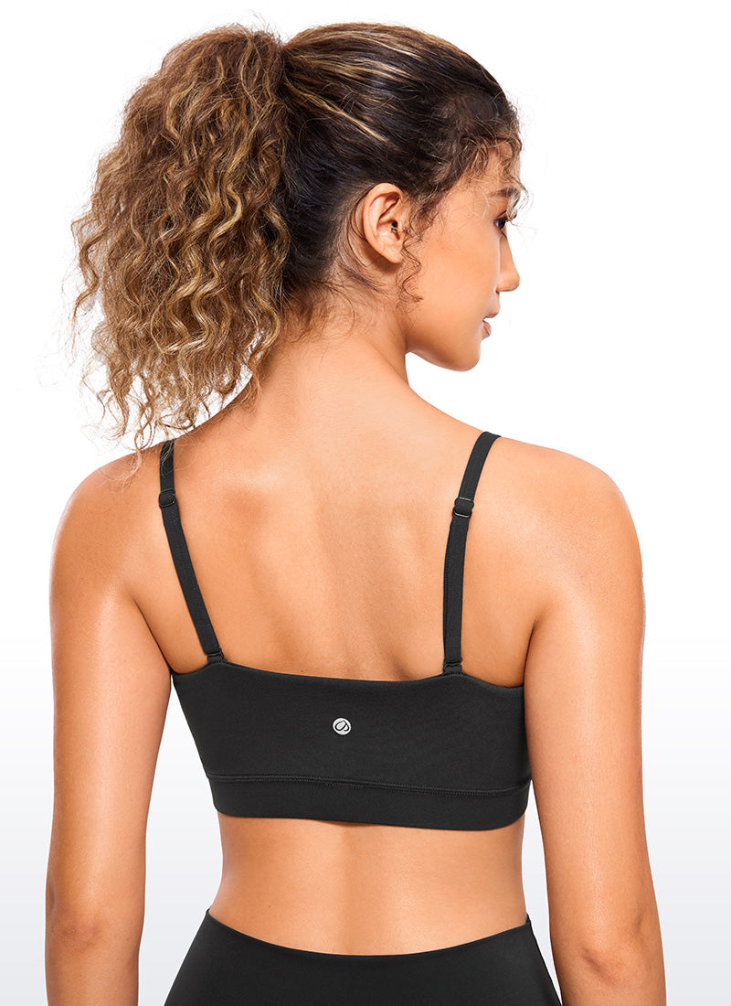 CRZ YOGA Damen Butterluxe verstellbar Spaghetti Träger Sport BH Schwarz
