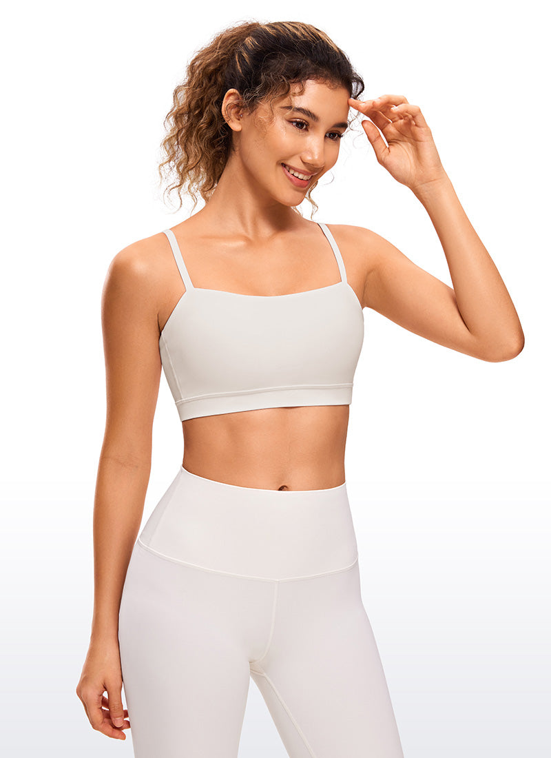 CRZ YOGA Damen Butterluxe verstellbar Spaghetti Träger Sport BH Weiße Aprikose