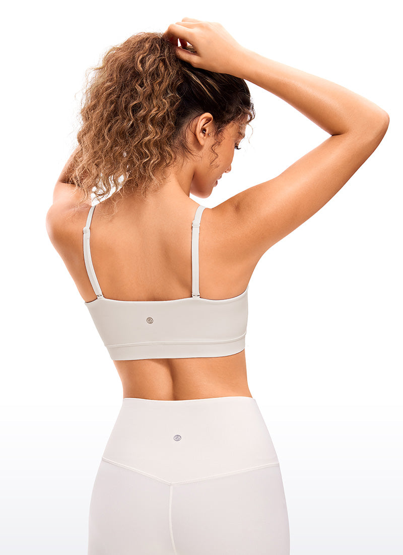 CRZ YOGA Damen Butterluxe verstellbar Spaghetti Träger Sport BH Weiße Aprikose