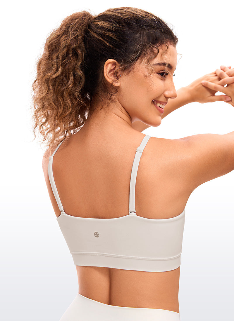 CRZ YOGA Damen Butterluxe verstellbar Spaghetti Träger Sport BH Weiße Aprikose