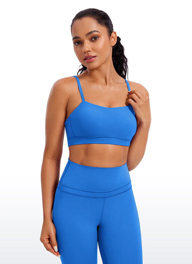 CRZ YOGA Damen Butterluxe verstellbar Spaghetti Träger Sport BH Funkelndes Blau