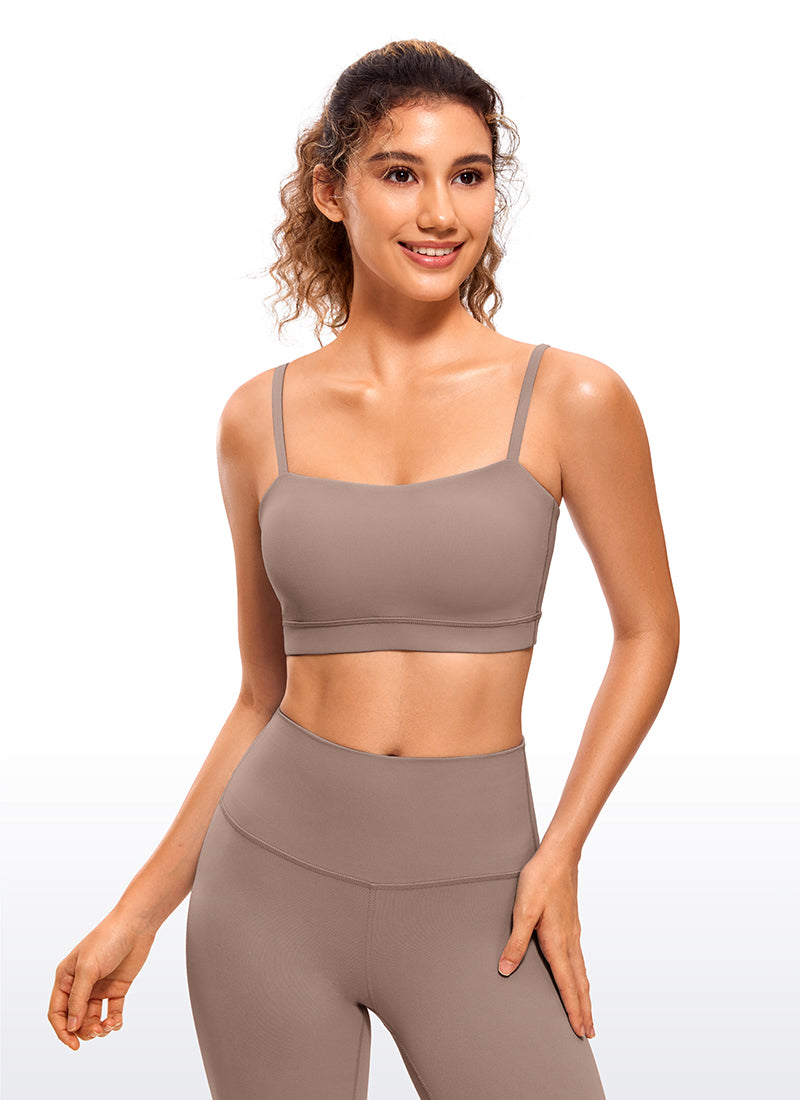 CRZ YOGA Damen Butterluxe verstellbar Spaghetti Träger Sport BH Braun Lila