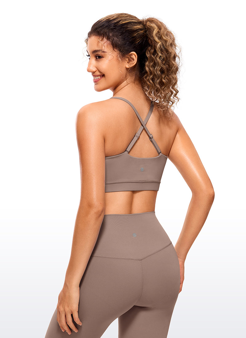 CRZ YOGA Damen Butterluxe verstellbar Spaghetti Träger Sport BH Braun Lila