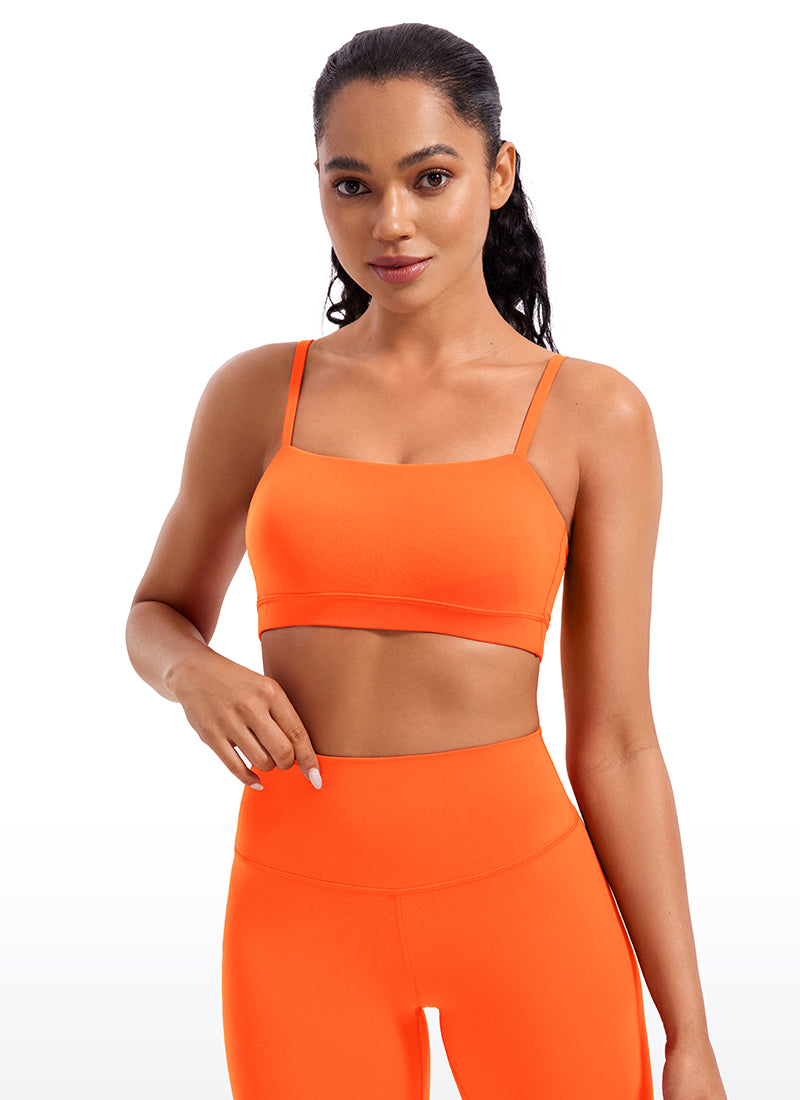 CRZ YOGA Damen Butterluxe verstellbar Spaghetti Träger Sport BH Neon Orange