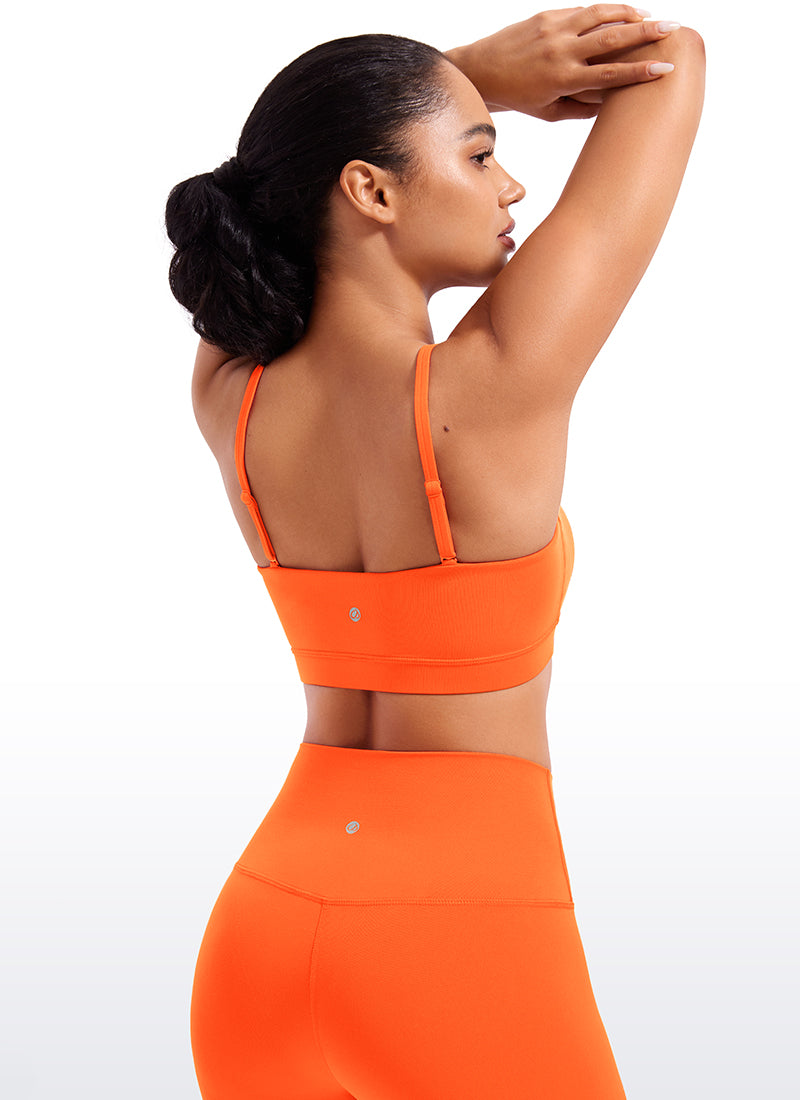 CRZ YOGA Damen Butterluxe verstellbar Spaghetti Träger Sport BH Neon Orange