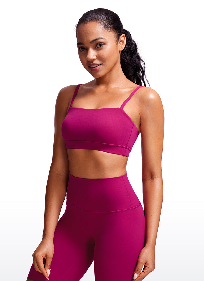 CRZ YOGA Damen Butterluxe verstellbar Spaghetti Träger Sport BH Magenta Violett