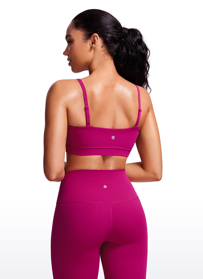 CRZ YOGA Damen Butterluxe verstellbar Spaghetti Träger Sport BH Magenta Violett