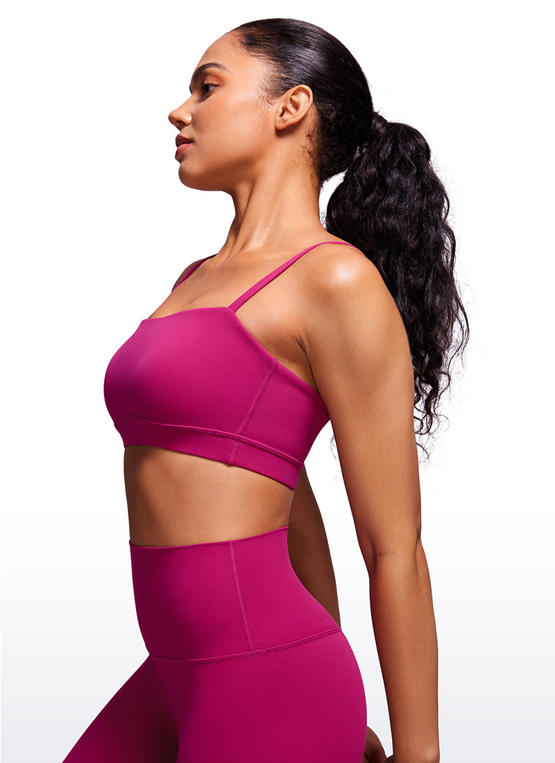 CRZ YOGA Damen Butterluxe verstellbar Spaghetti Träger Sport BH Magenta Violett