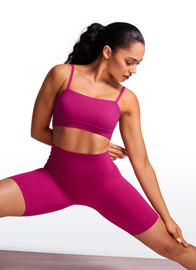 CRZ YOGA Damen Butterluxe verstellbar Spaghetti Träger Sport BH Magenta Violett