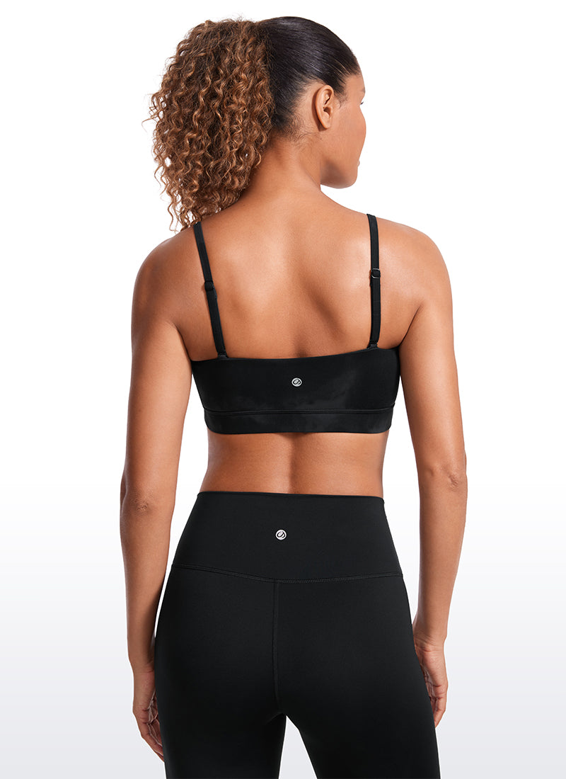CRZ YOGA Damen Butterluxe verstellbar Spaghetti Träger Sport BH Schwarze Tie-Dye-Blumen