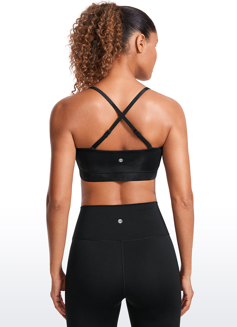 CRZ YOGA Damen Butterluxe verstellbar Spaghetti Träger Sport BH Schwarze Tie-Dye-Blumen