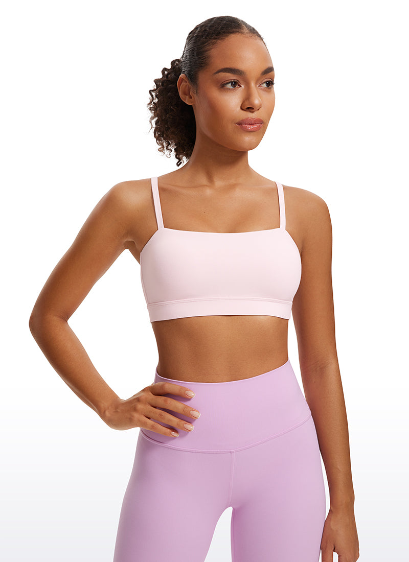 CRZ YOGA Damen Butterluxe verstellbar Spaghetti Träger Sport BH Erdbeerrosa