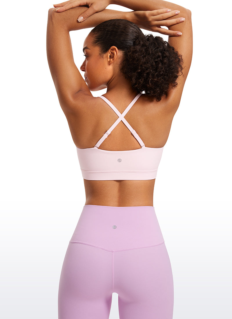 CRZ YOGA Damen Butterluxe verstellbar Spaghetti Träger Sport BH Erdbeerrosa