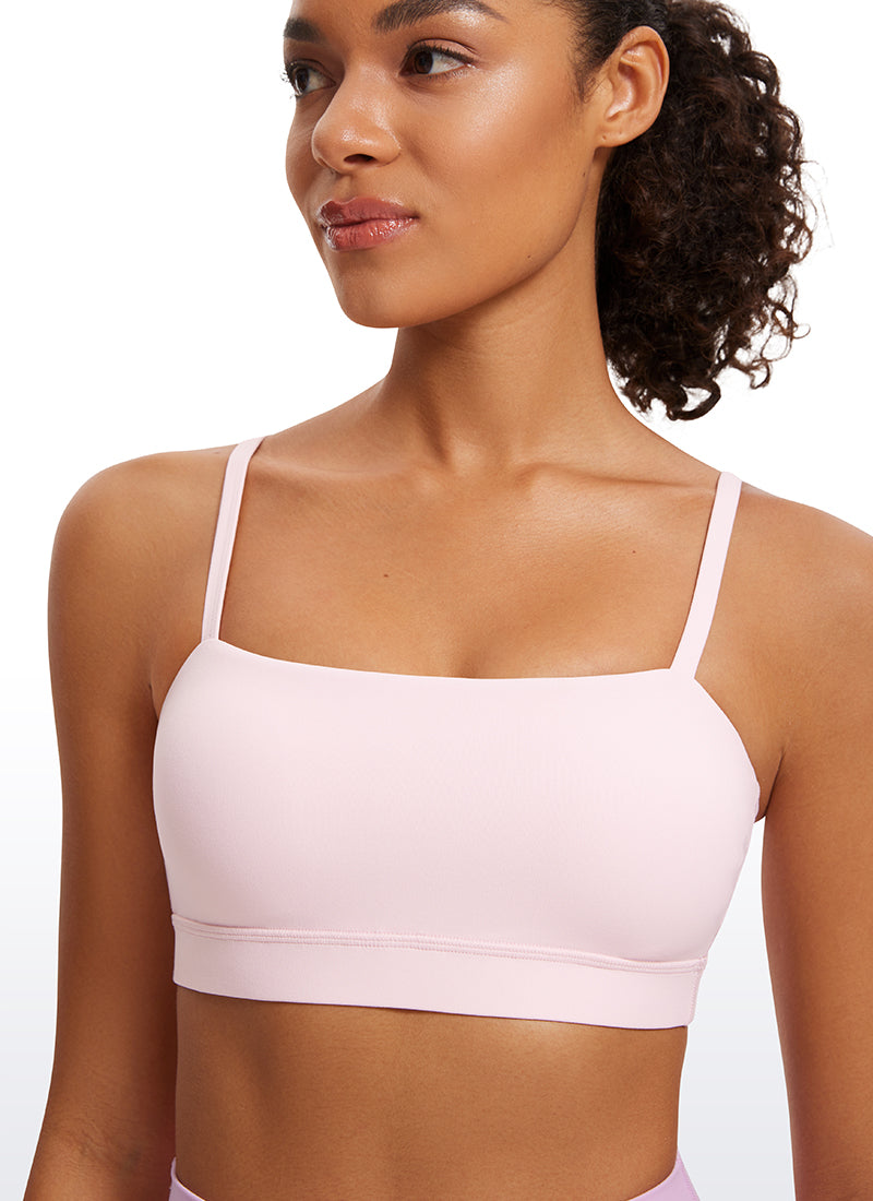 CRZ YOGA Damen Butterluxe verstellbar Spaghetti Träger Sport BH Erdbeerrosa