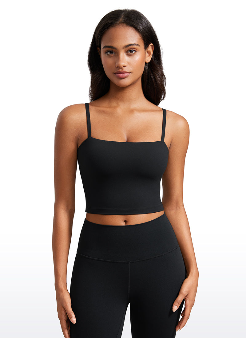 CRZ YOGA Damen Butterluxe Verstellbar Spaghetti Träger Sport BH Schwarz