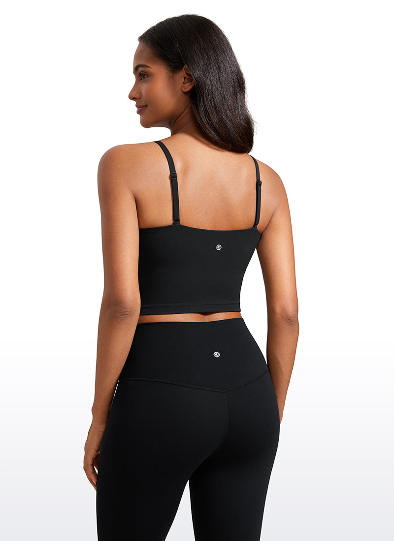 CRZ YOGA Damen Butterluxe Verstellbar Spaghetti Träger Sport BH Schwarz