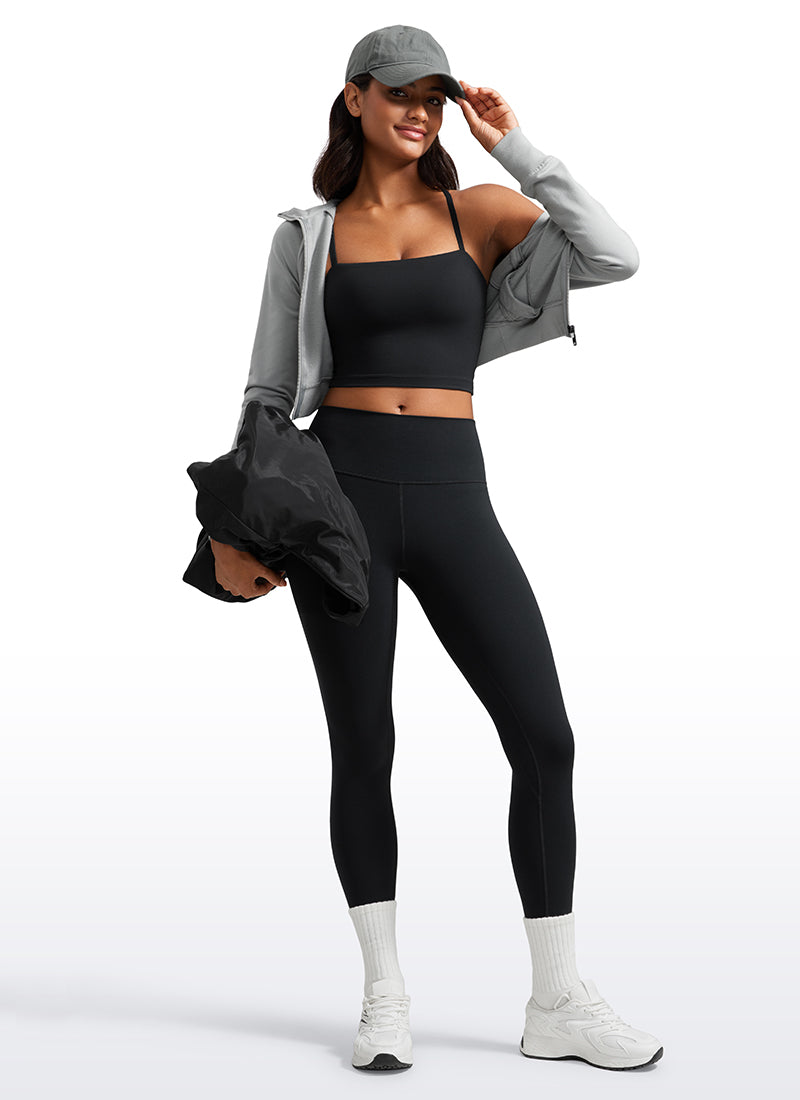 CRZ YOGA Damen Butterluxe Verstellbar Spaghetti Träger Sport BH Schwarz