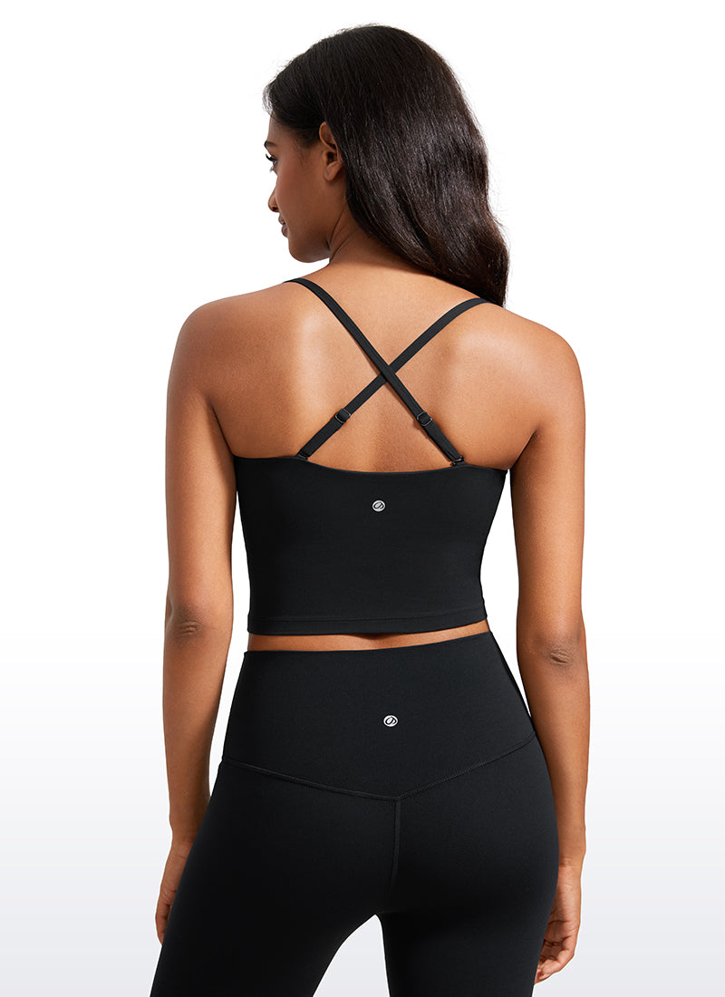 CRZ YOGA Damen Butterluxe Verstellbar Spaghetti Träger Sport BH Schwarz