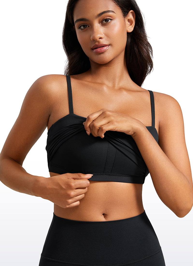 CRZ YOGA Damen Butterluxe Verstellbar Spaghetti Träger Sport BH Schwarz