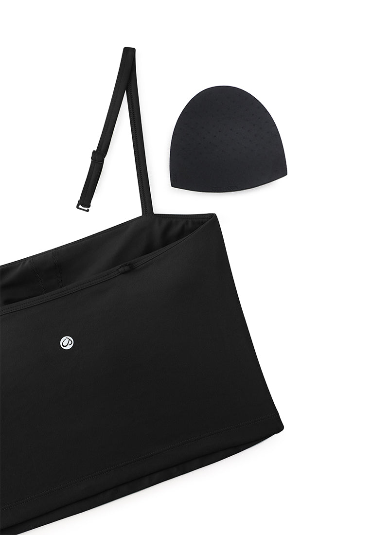 CRZ YOGA Damen Butterluxe Verstellbar Spaghetti Träger Sport BH Schwarz