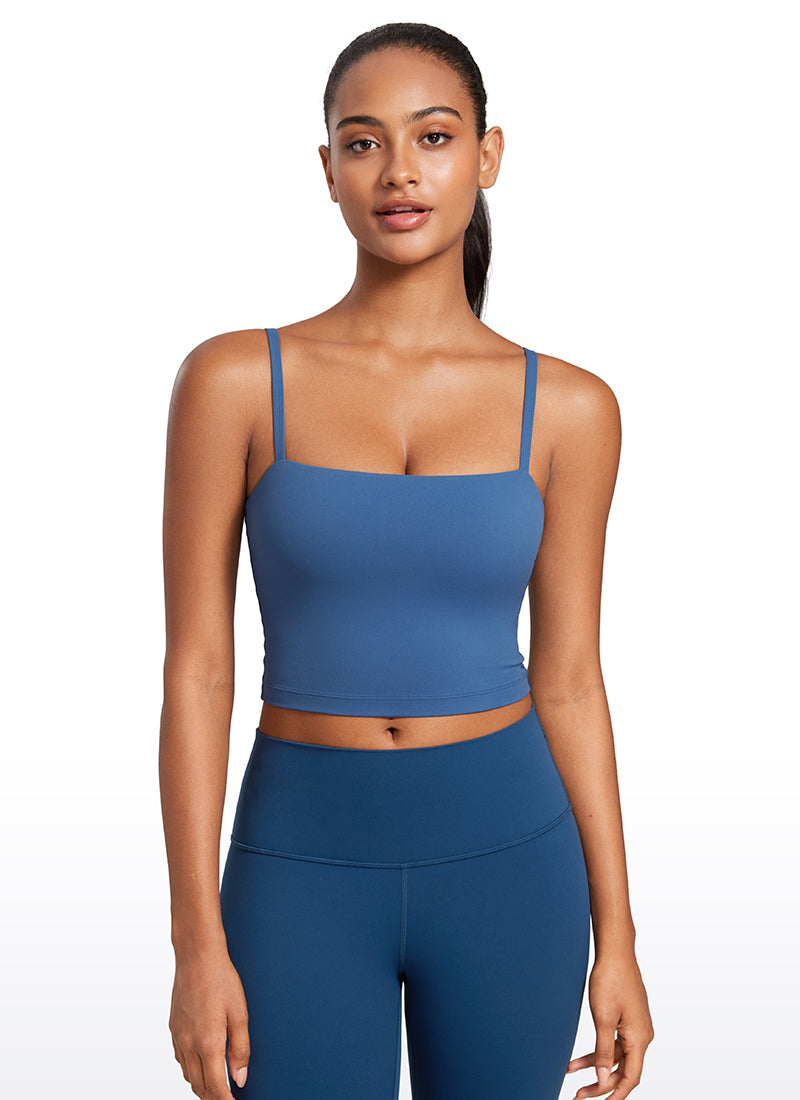 CRZ YOGA Damen Butterluxe Verstellbar Spaghetti Träger Sport BH Pechblau