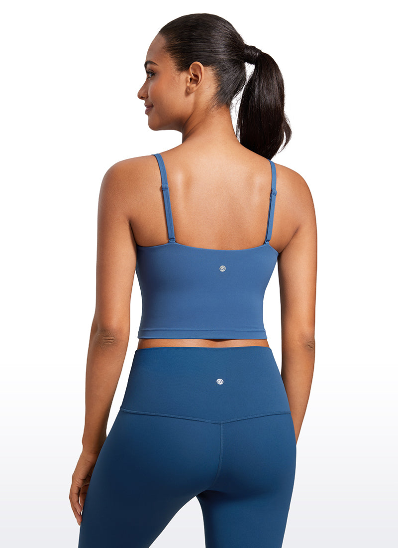 CRZ YOGA Damen Butterluxe Verstellbar Spaghetti Träger Sport BH Pechblau