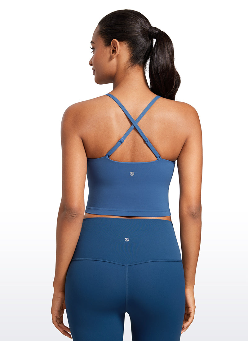 CRZ YOGA Damen Butterluxe Verstellbar Spaghetti Träger Sport BH Pechblau