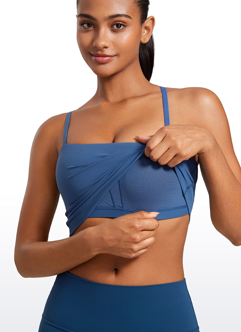 CRZ YOGA Damen Butterluxe Verstellbar Spaghetti Träger Sport BH Pechblau