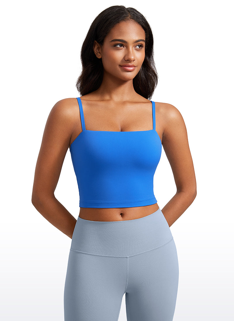 CRZ YOGA Damen Butterluxe Verstellbar Spaghetti Träger Sport BH Funkelndes Blau