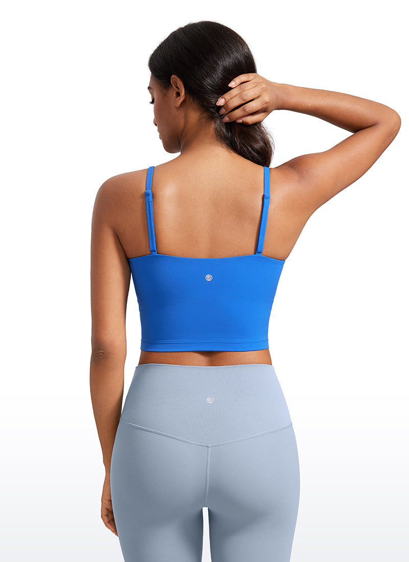 CRZ YOGA Damen Butterluxe Verstellbar Spaghetti Träger Sport BH Funkelndes Blau
