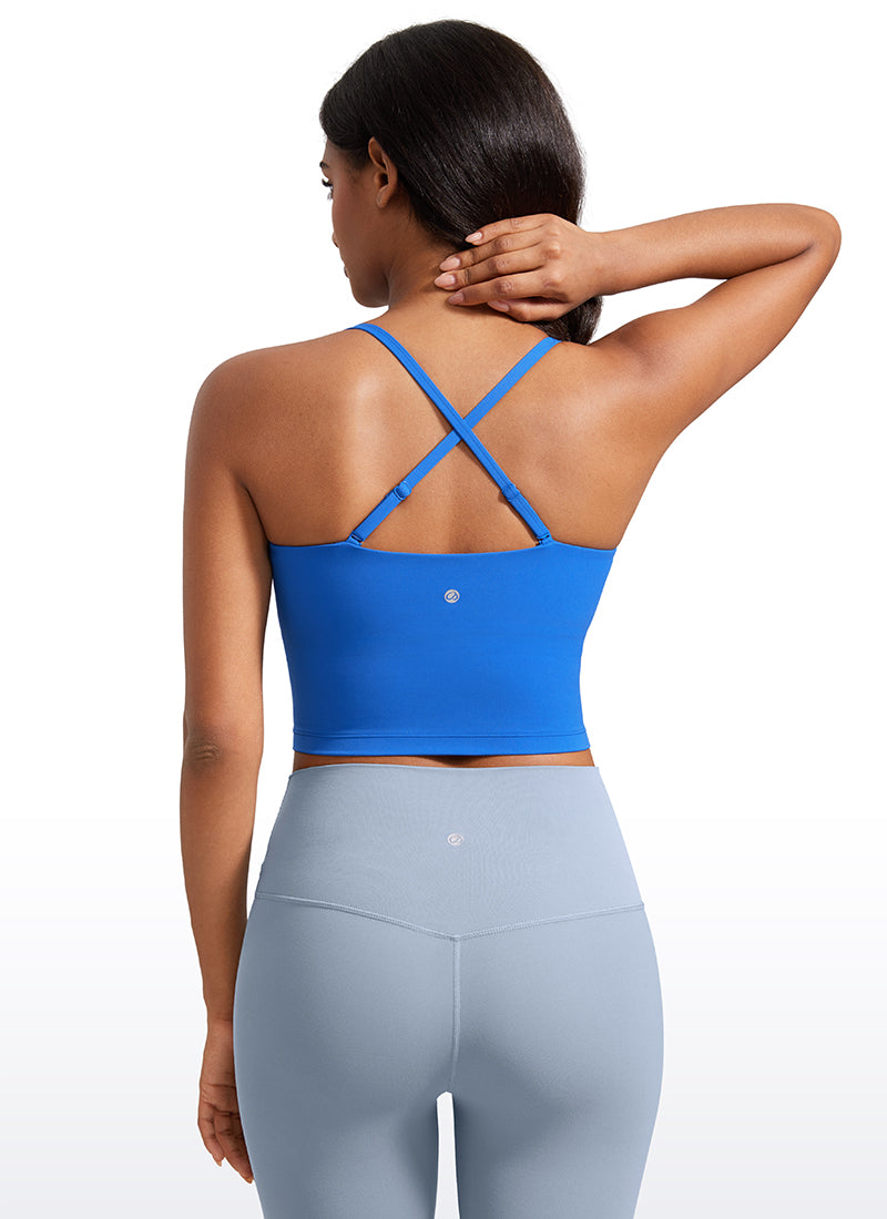CRZ YOGA Damen Butterluxe Verstellbar Spaghetti Träger Sport BH Funkelndes Blau