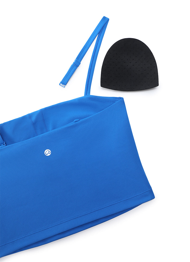 CRZ YOGA Damen Butterluxe Verstellbar Spaghetti Träger Sport BH Funkelndes Blau