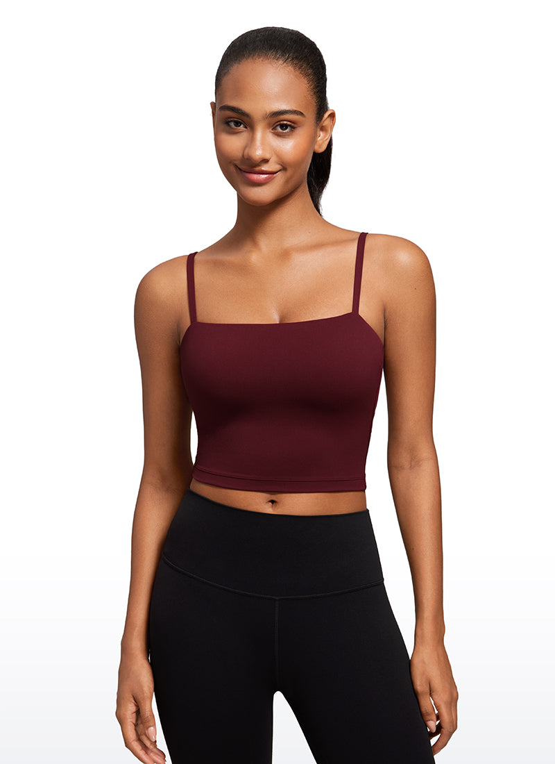 CRZ YOGA Damen Butterluxe Verstellbar Spaghetti Träger Sport BH Roter Merlot