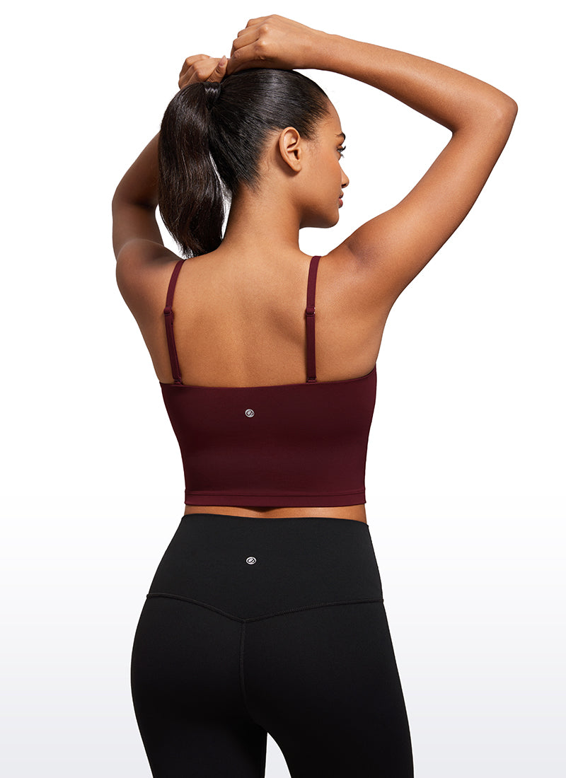 CRZ YOGA Damen Butterluxe Verstellbar Spaghetti Träger Sport BH Roter Merlot