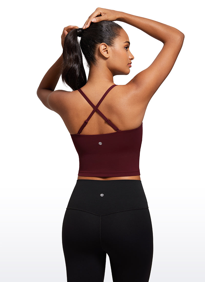 CRZ YOGA Damen Butterluxe Verstellbar Spaghetti Träger Sport BH Roter Merlot