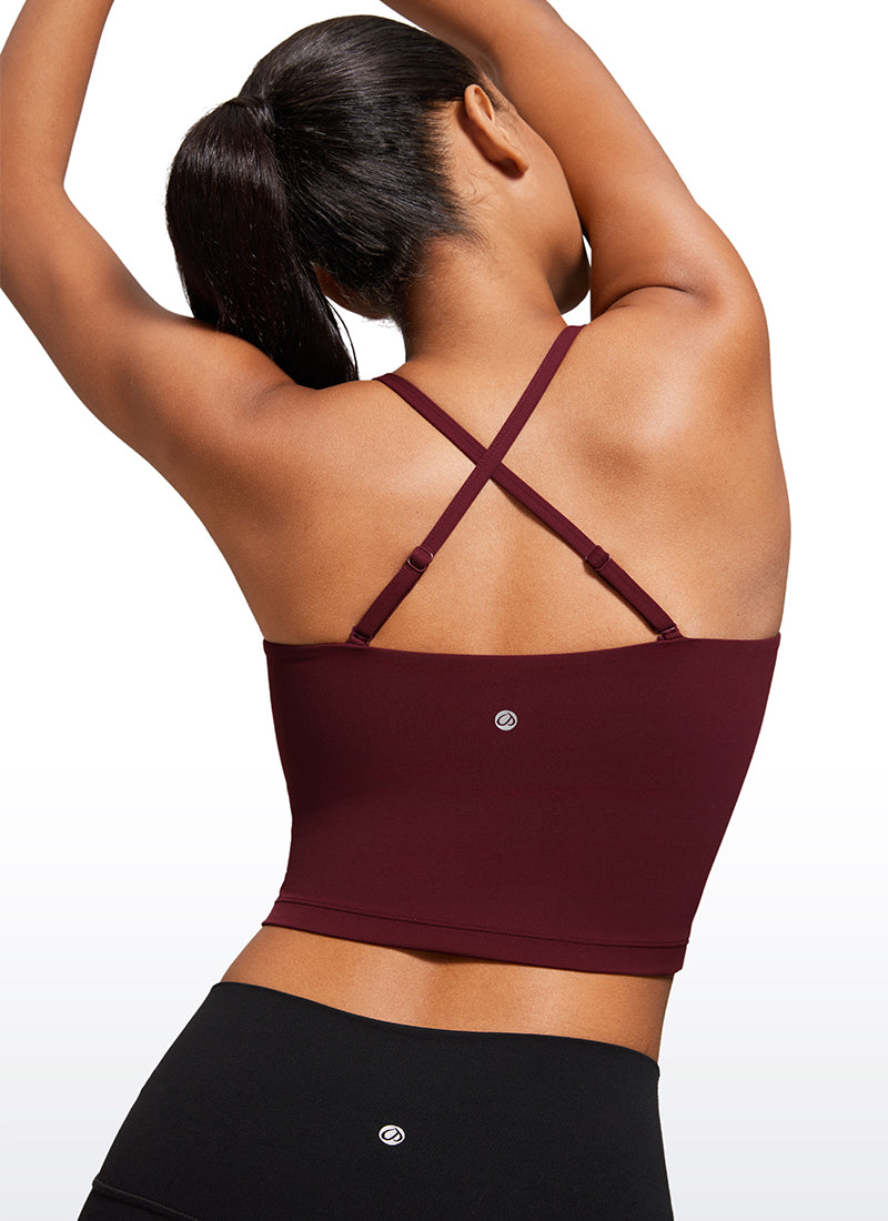 CRZ YOGA Damen Butterluxe Verstellbar Spaghetti Träger Sport BH Roter Merlot