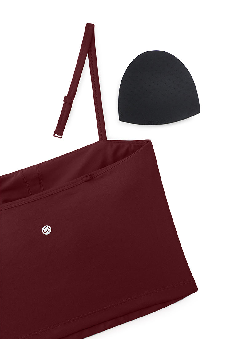 CRZ YOGA Damen Butterluxe Verstellbar Spaghetti Träger Sport BH Roter Merlot